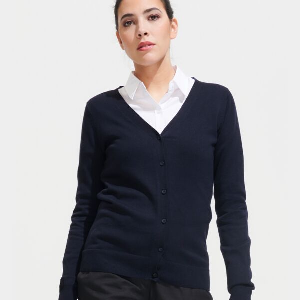 SOL'S Ladies Golden Cotton Acrylic V Neck Cardigan Thumbnail